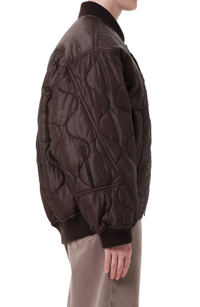 AGOLDE Isla Onion Quilted Bomber Jacket, Alternate, color, Bourbon Dk Chocolate Brown