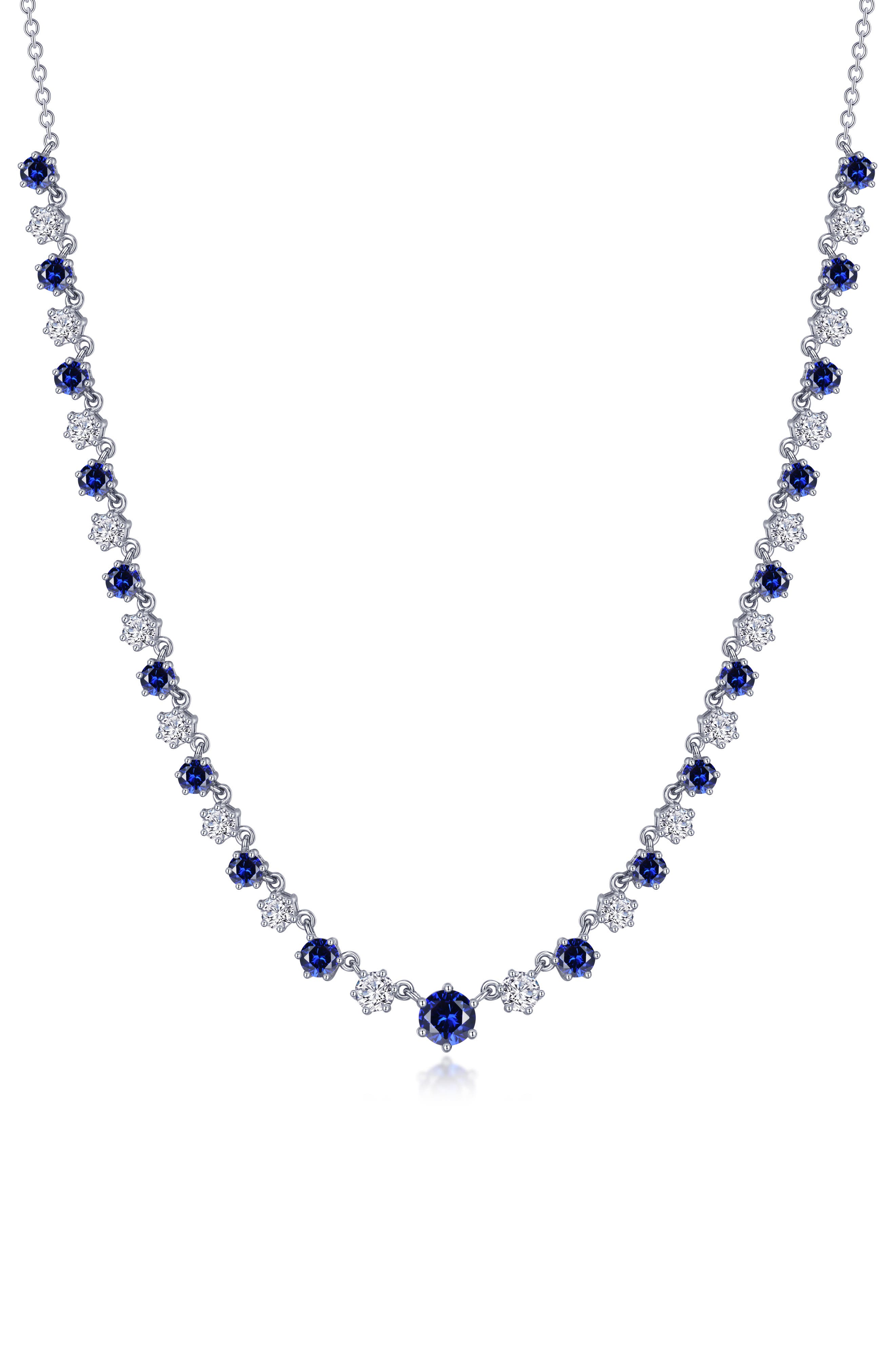Kaleidoscope Lab Grown Sapphire & Simulated Diamond Necklace