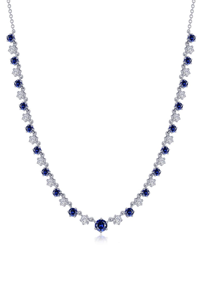 Kaleidoscope Lab Grown Sapphire & Simulated Diamond Necklace, Main, color, BLUE