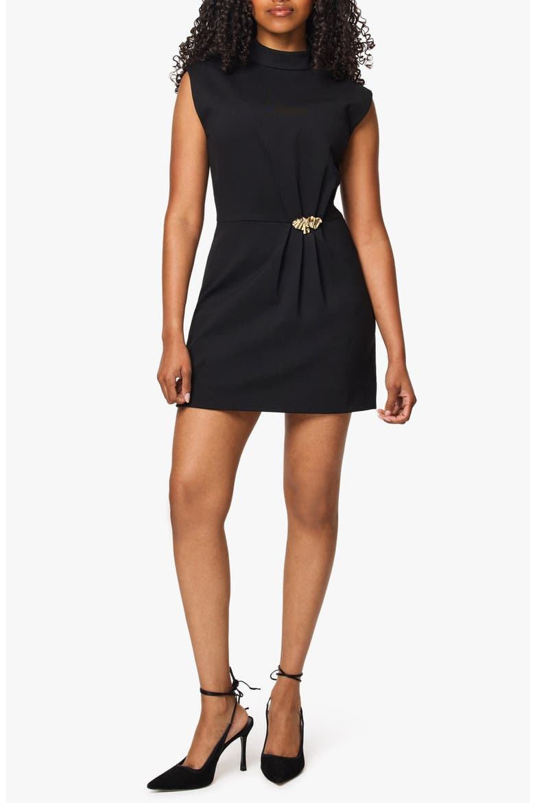 Mock Neck Sleeveless Dress with Hardware, Main, color, JET BLACK