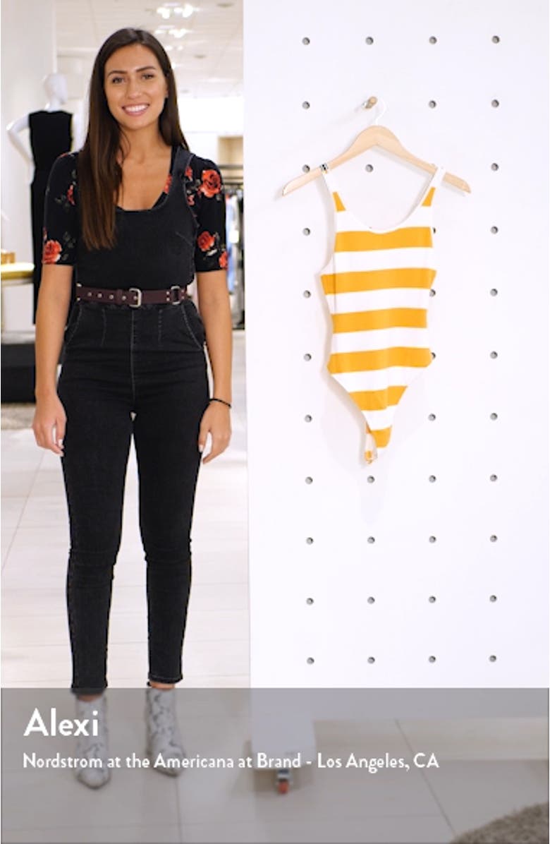 x Claudia Sulewski Stripe Rib Thong Bodysuit, sales video thumbnail