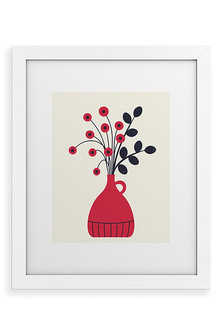 Red Vase Framed Wall Art, Main, color, WHITE FRAME 11X14