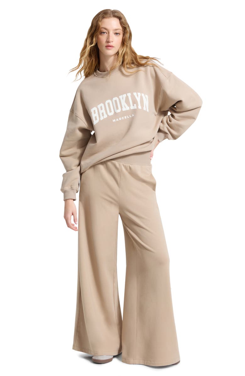 Marcella Easton Wide Leg Sweatpants, Alternate, color, Sand