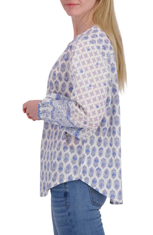 Lucky Brand Border Print Button-up Shirt In Blue Combo