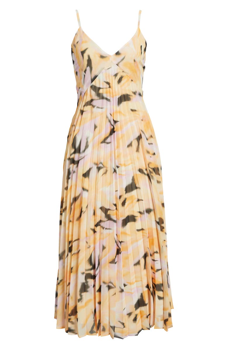 Chelsea28 Floral Pleated Sundress, Alternate, color, Orange-Black Artful Abstract