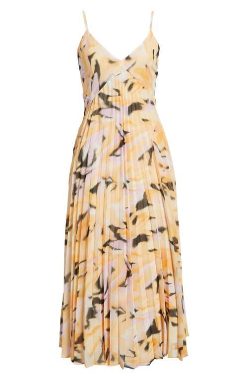Chelsea28 Floral Pleated Sundress In Orange-black Artful Abstract