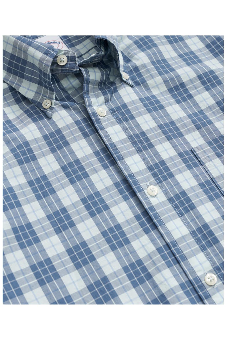 Friday Regular Fit Plaid Short Sleeve Cotton Poplin Button-Down Shirt, Alternate, color, TURQUOISE/ AQUA