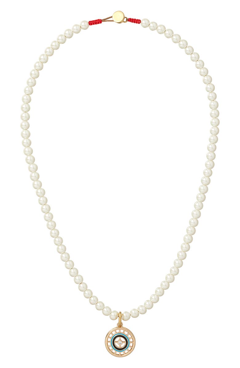 ROXANNE ASSOULIN The Protect Charm Faux Pearl Necklace, Main, color, 
