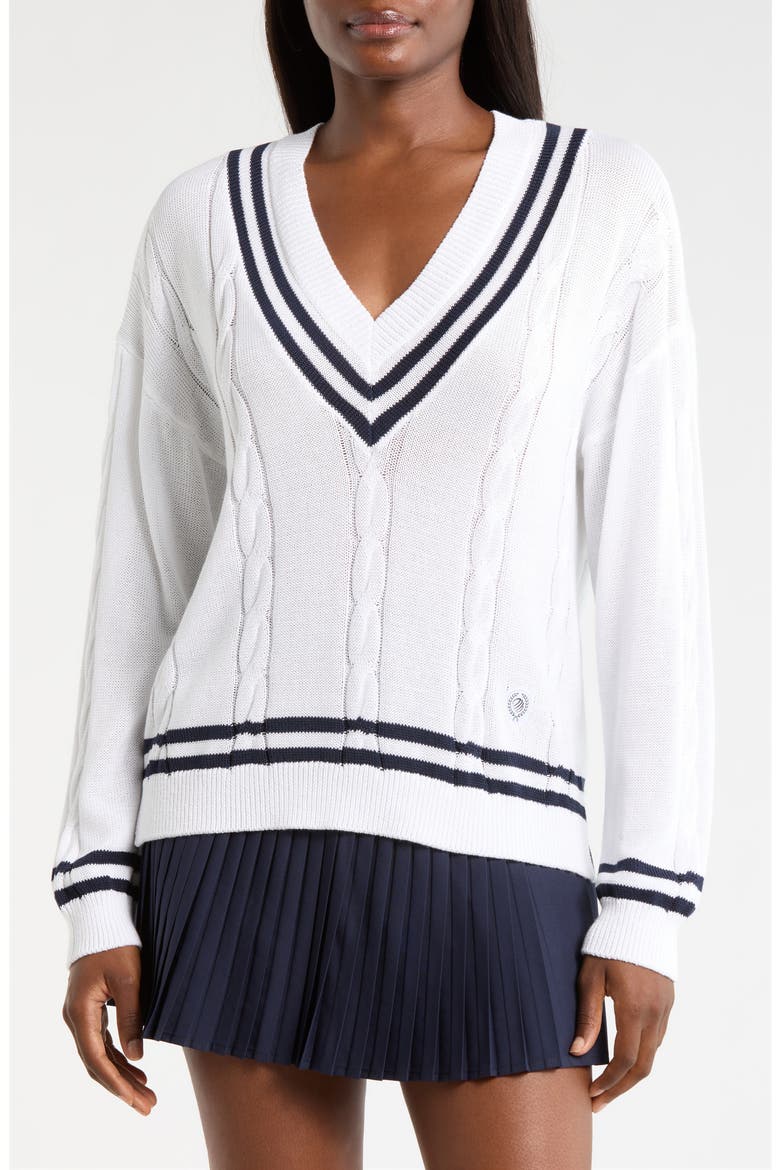 Club Stripe Sweater, Alternate, color, BRILLIANT WHITE/ NAVY BLAZER