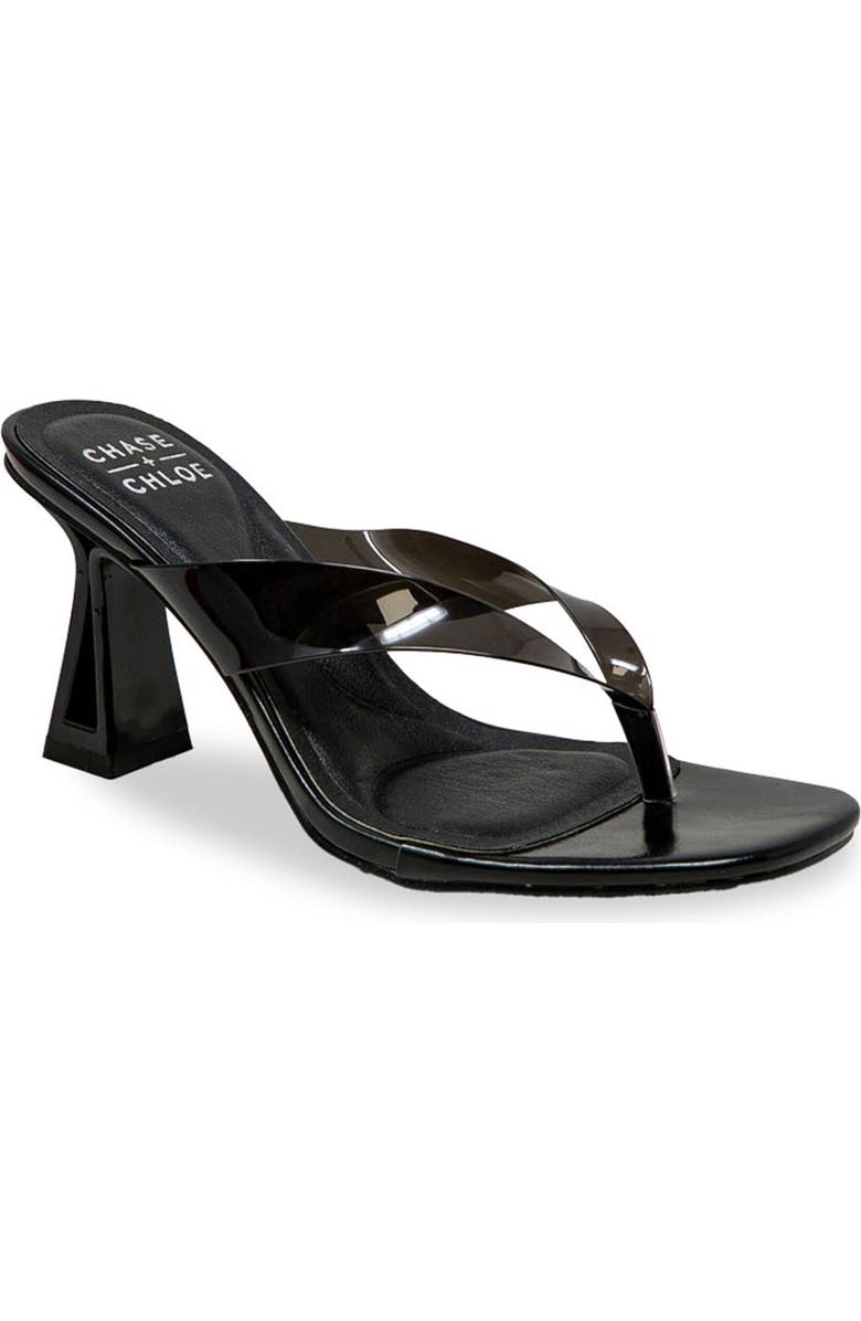 CHASE AND CHLOE Translucent Strap Block Heel Sandal, Main, color, Black