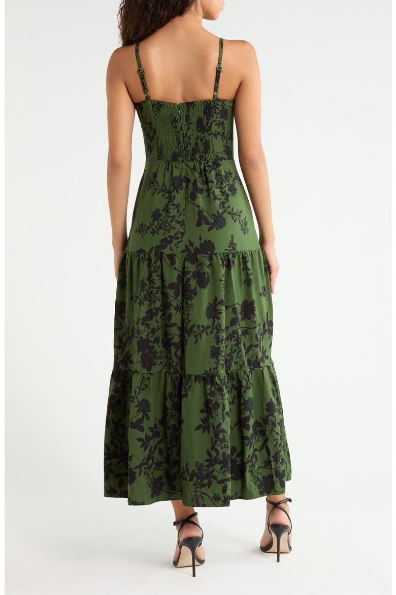 Tindrie Floral Alvis Tiered Maxi Dress, Alternate, color, OLIVE-BLACK