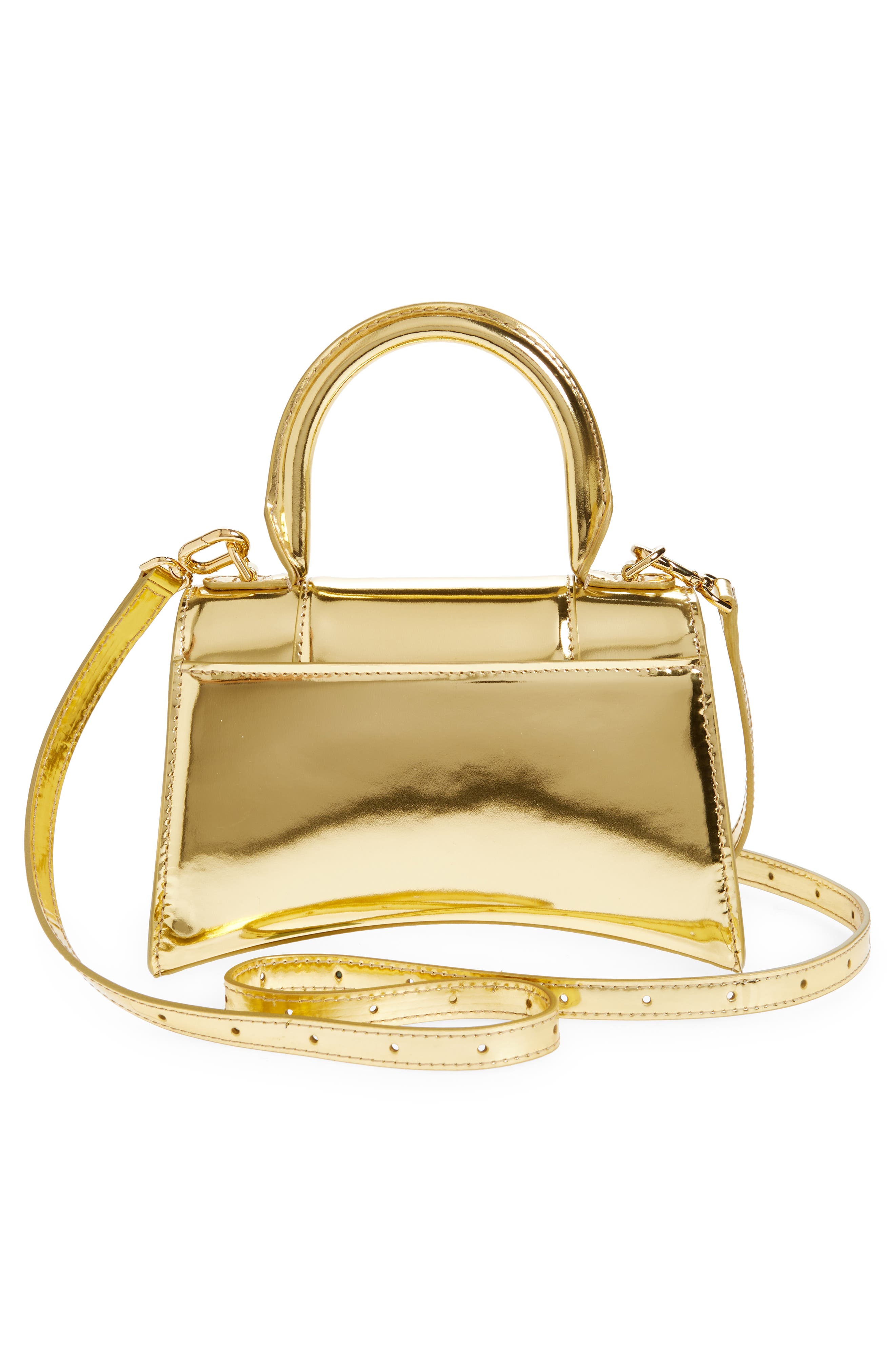 Balenciaga Extra Small Hourglass Top Handle Metallic Leather Bag, Alternate, color, 