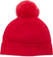 Nordstrom Cashmere Rib Beanie with Pom