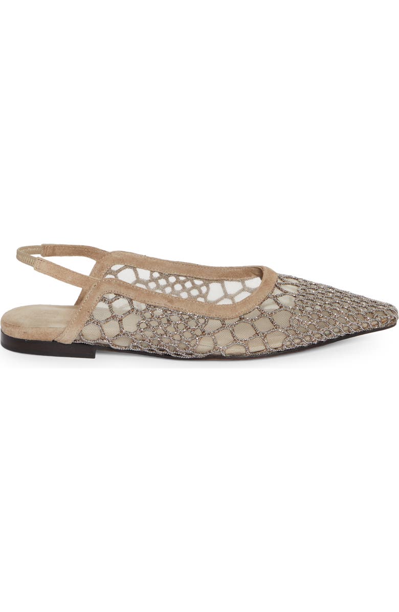 Brunello Cucinelli Caged Monili Pointed Toe Slingback Flat, Alternate, color,