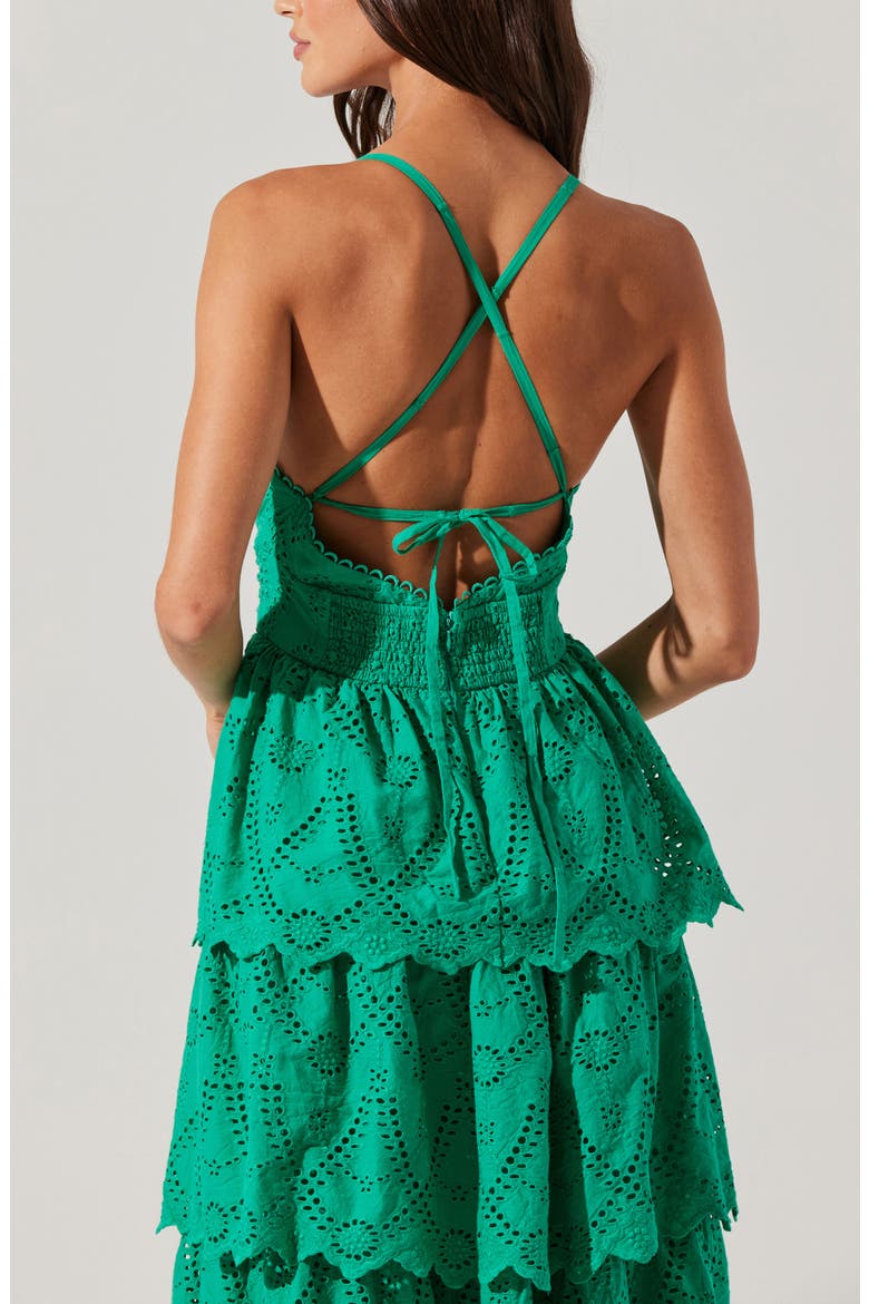Faeryn Tiered Cotton Maxi Dress, Alternate, color, EMERALD