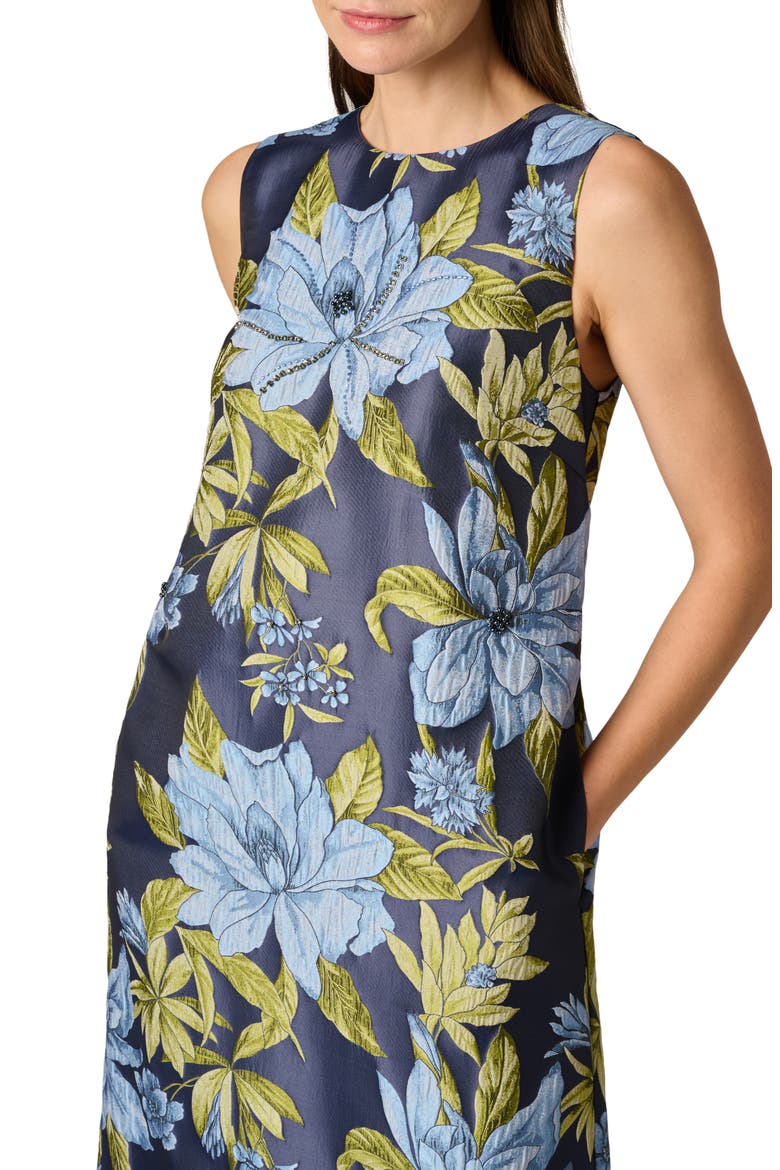 Floral Jacquard Trapeze Gown, Alternate, color, BLUE MULTI