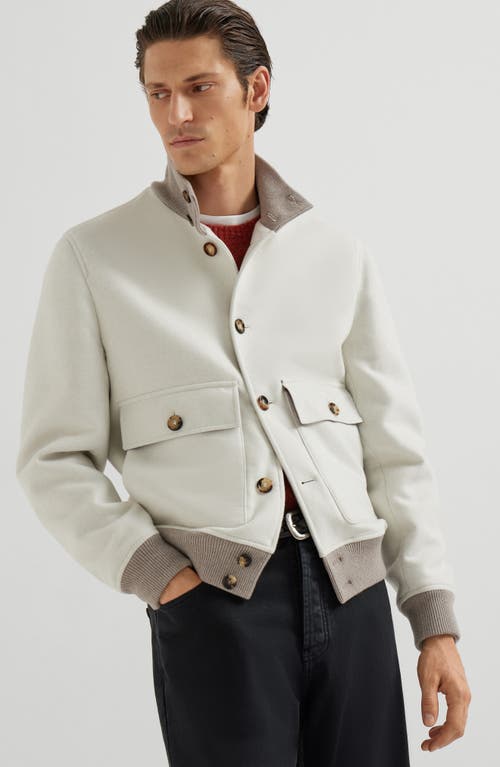 Brunello Cucinelli Wool Bomber Jacket Puffer Jackets White In White