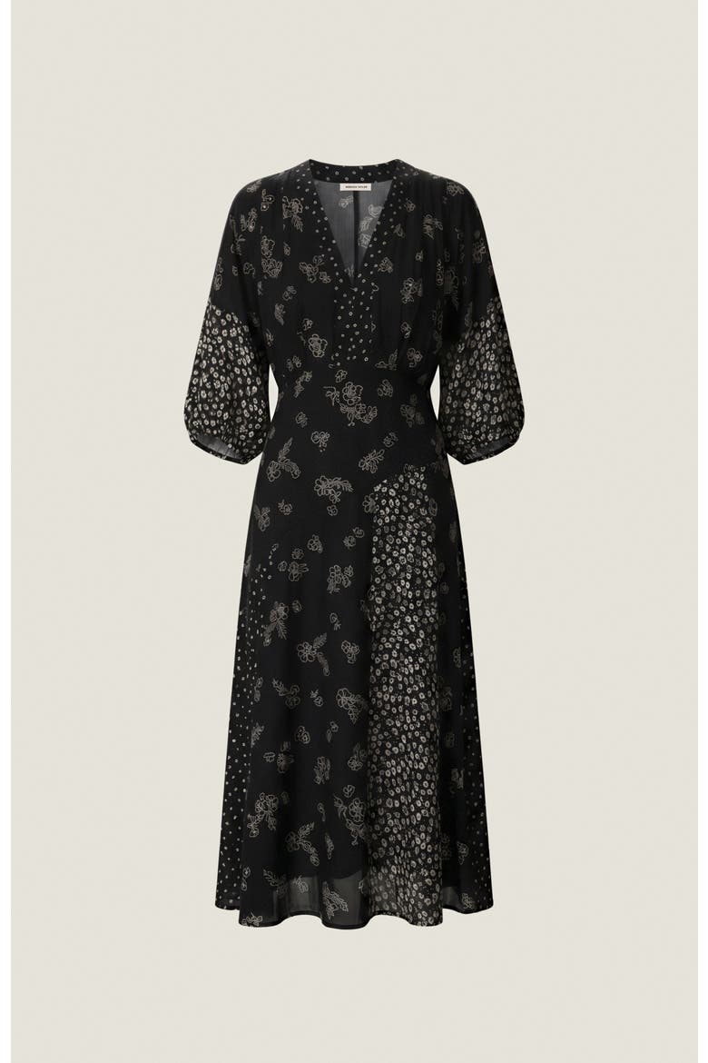 Poppy Print Mix Dress, Alternate, color, Noir Multi