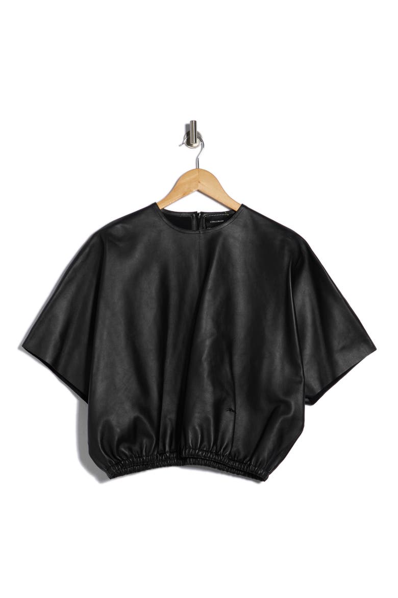 Dolman Sleeve Leather Top, Alternate, color, BLACK