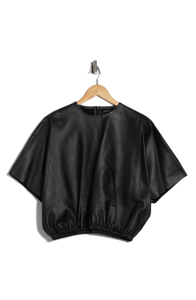 Longchamp Leather Crop Top, Main, color, Black