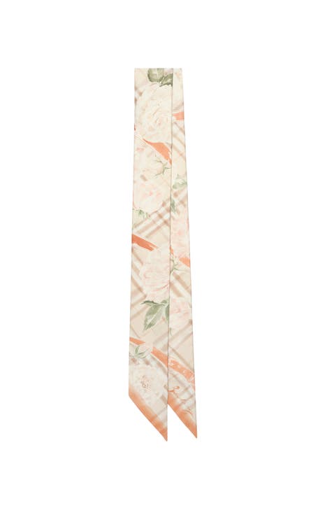 Skinny Rose Check Silk Scarf