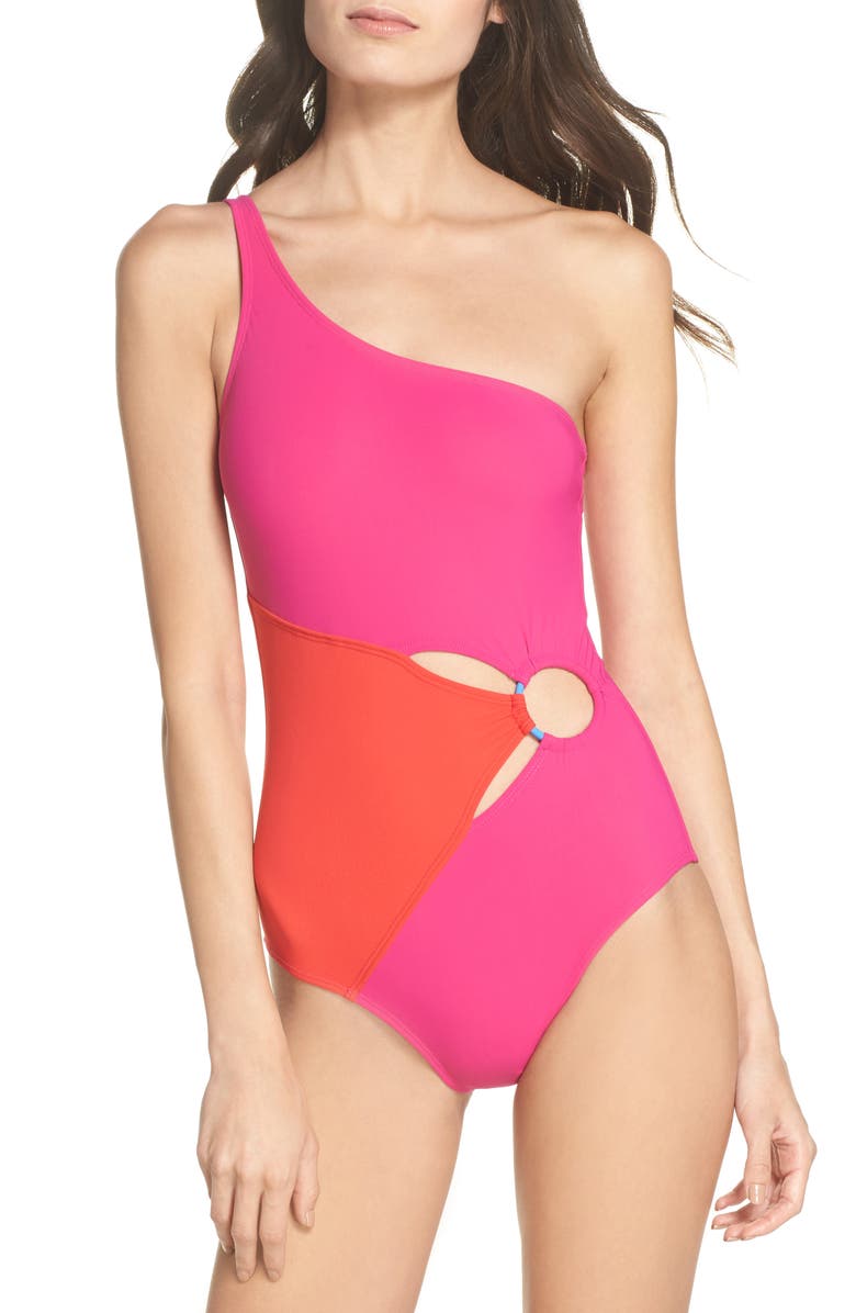 Diane von Furstenberg O-Ring One-Piece Swimsuit, Main, color,