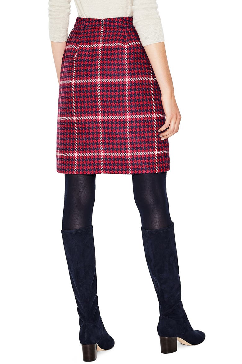 British Tweed Wool Mini Skirt, Alternate, color, POST BOX RED AND NAVY CHECK