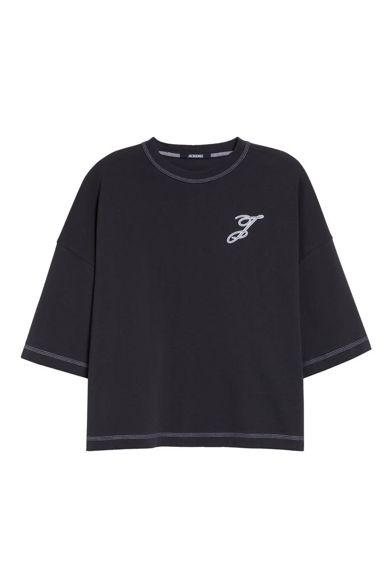 Le T-Shirt Letro Embroidered Monogram T-Shirt, Alternate, color, DARK NAVY