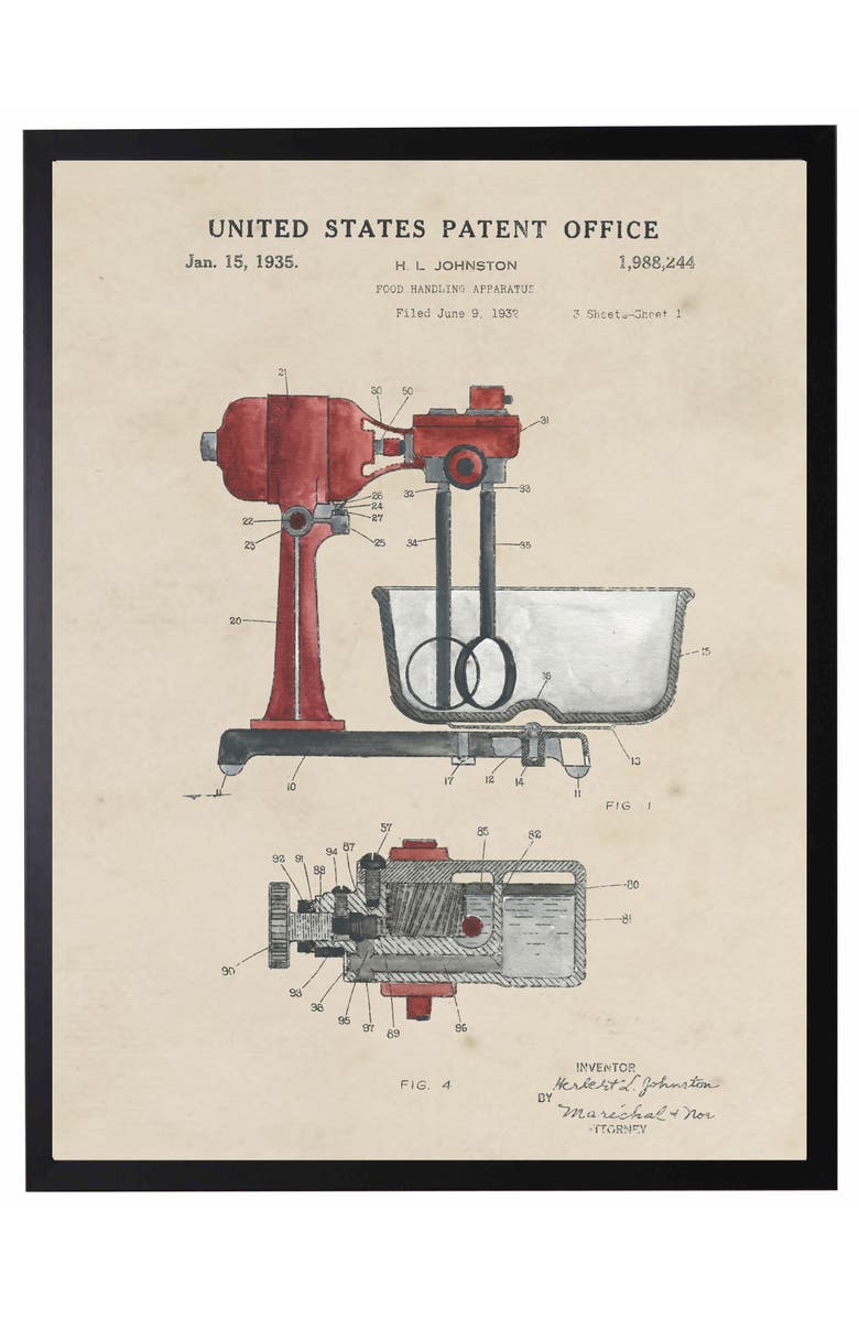 Antique Curiosities Kitchen Mixer Patent in Black Frame, Main, color, NO COLOR