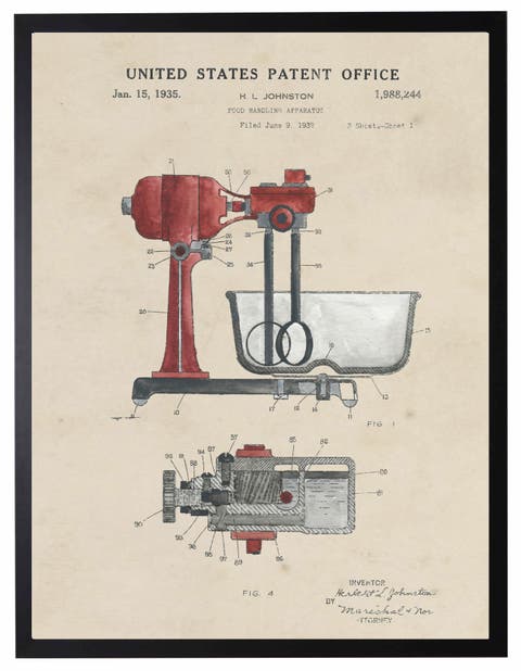 Kitchen Mixer Patent in Black Frame