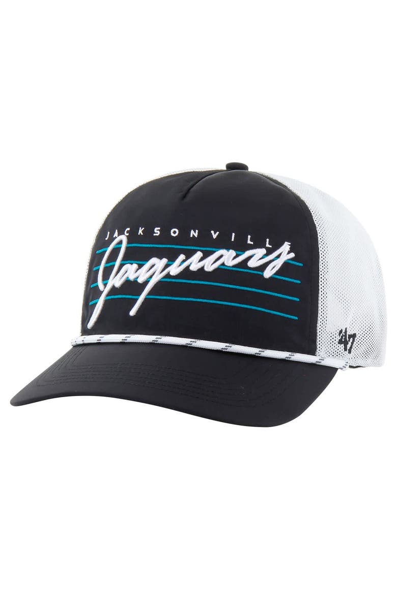 Men's '47 Black/White Jacksonville Jaguars Downburst Relaxed Hitch Trucker Adjustable Hat, Main, color, Black