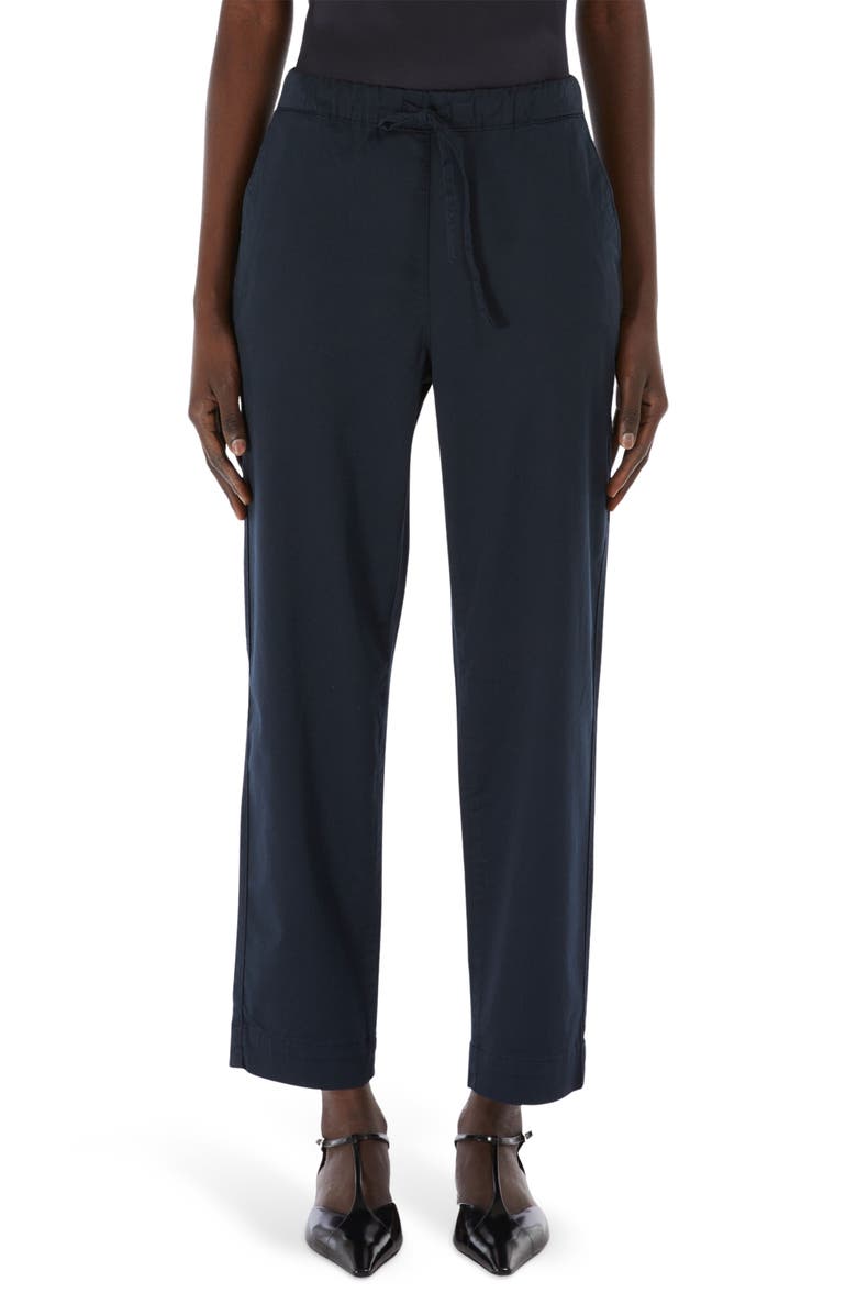 MM by Max Mara Mara Stretch Cotton Drawstring Ankle Pants, Main, color, Navy