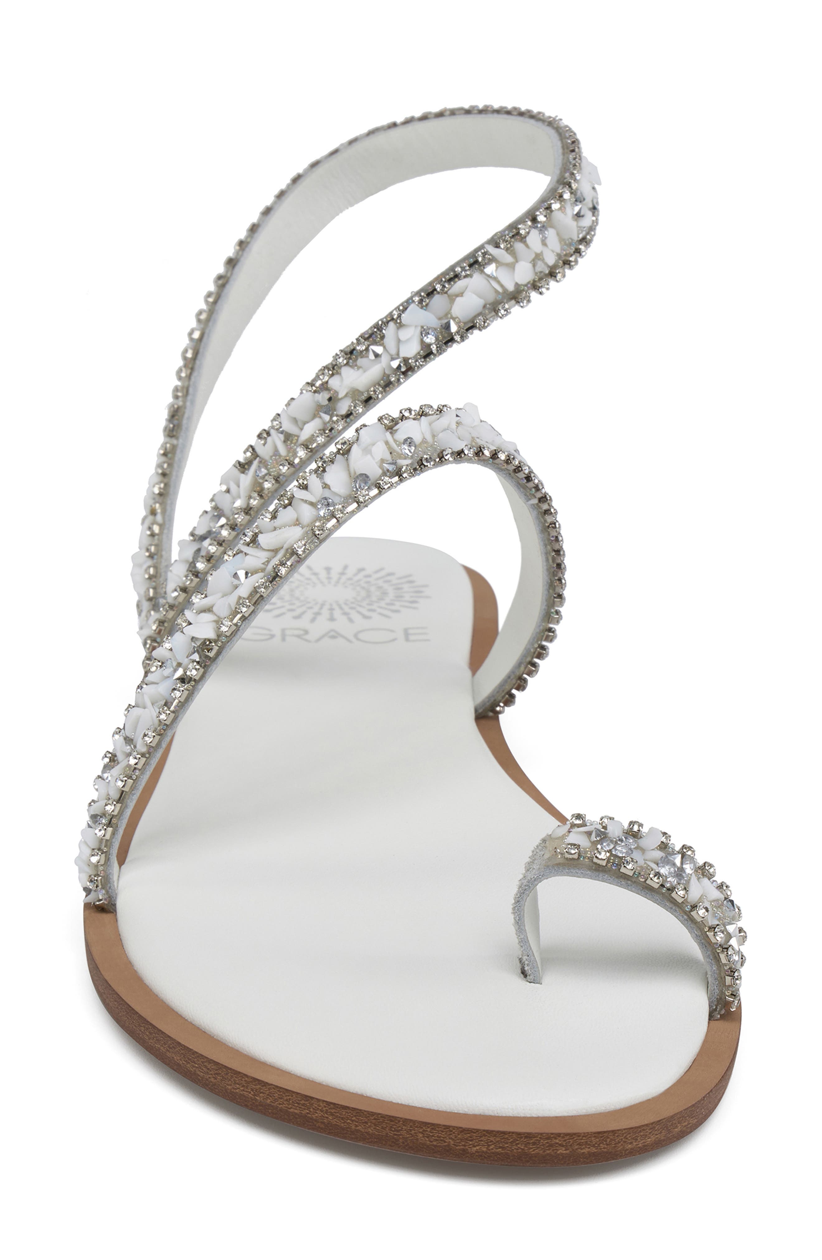 Grace Footwear Positano Crystal & Rhinestone Sandal, Alternate, color, White