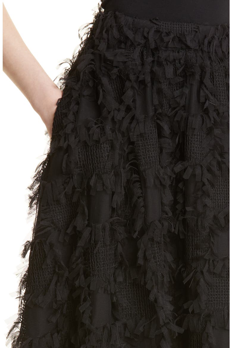 Sirella Mesh Fringe Skirt, Alternate, color, BLACK