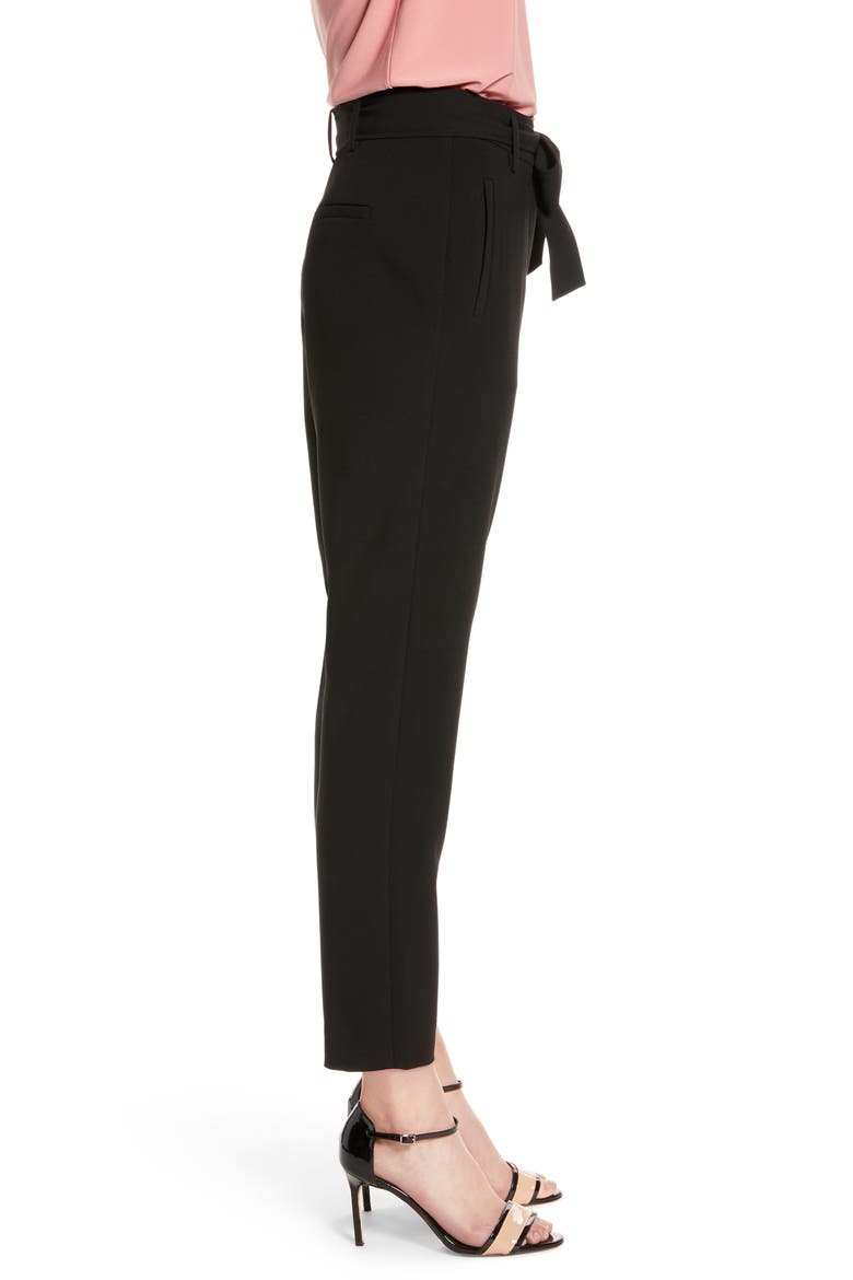 Tie Waist Twill Pants, Alternate, color, BLACK
