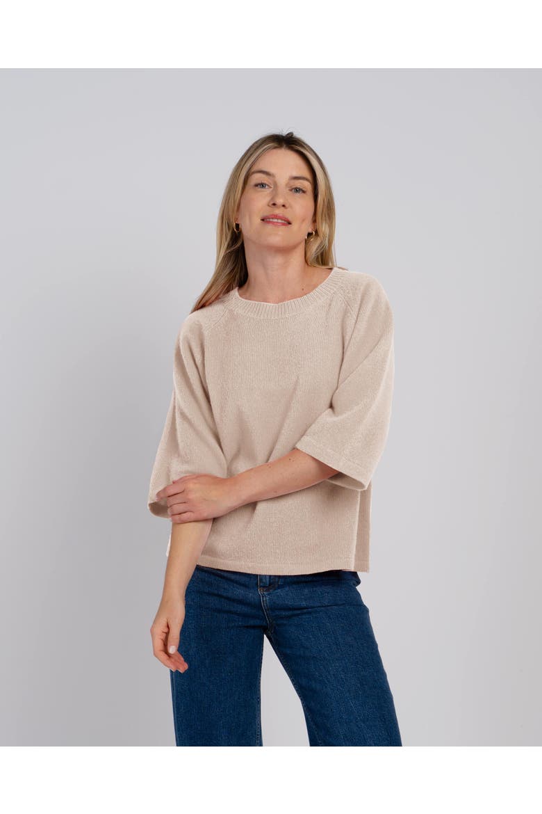 Maisie 3/4 Sleeve Round Neck Sweater, Main, color, Champagne Marl