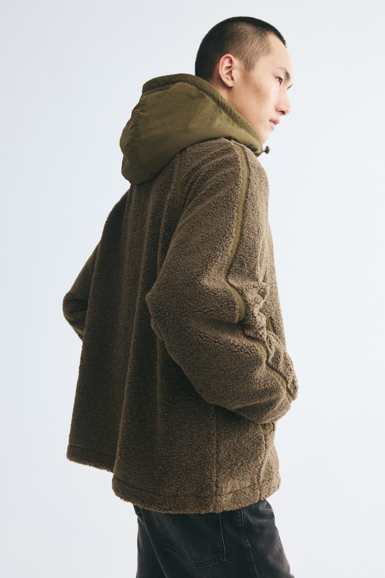 Hooded Teddy Fleece Jacket, Alternate, color, Black