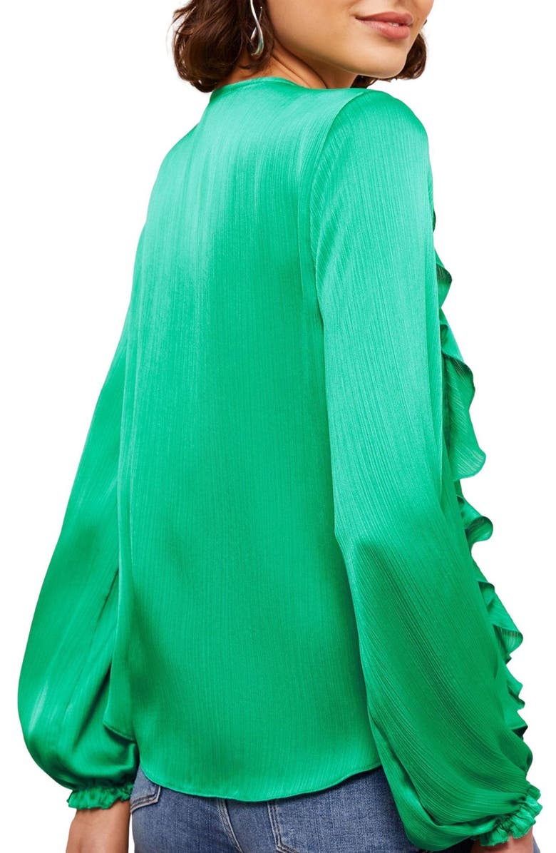 Friends Like These Ruffle Crinkle Satin Top, Alternate, color, Green