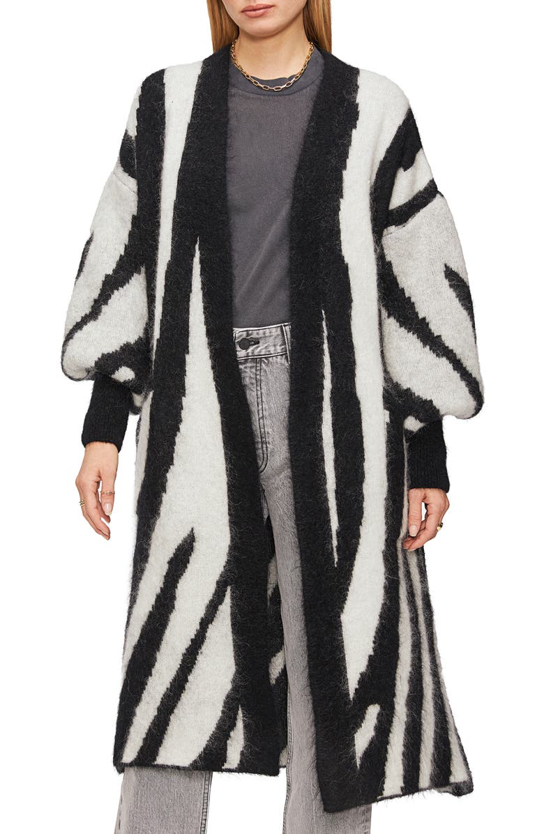 ANINE BING Oliver Zebra Stripe Belted Cardigan, Main, color,
