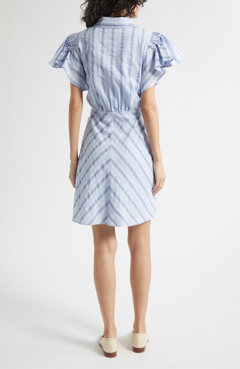 Cinq à Sept Charmine Stripe Tie Waist Mini Shirtdress, Alternate, color, Blue Multi