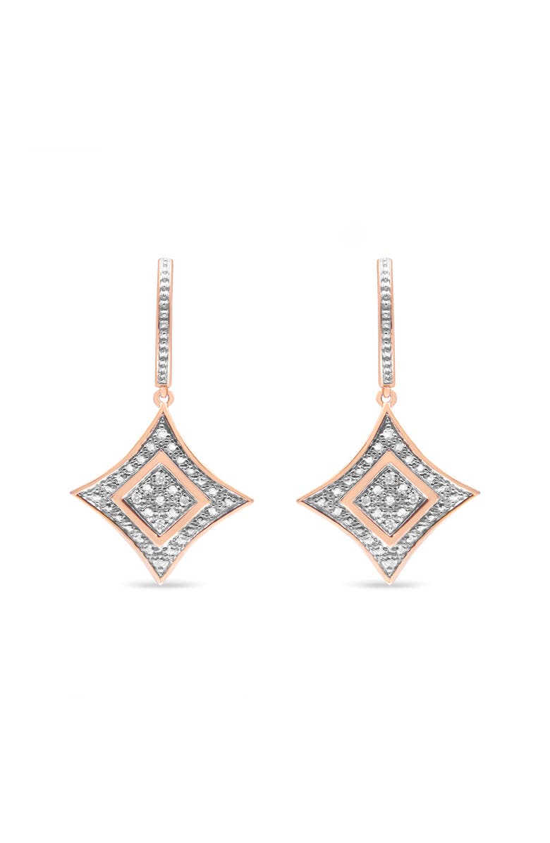 Haus of Brilliance 10K Rose Gold Plated Silver Round Diamond Cushion Dangle Earrings, Alternate, color, Pink