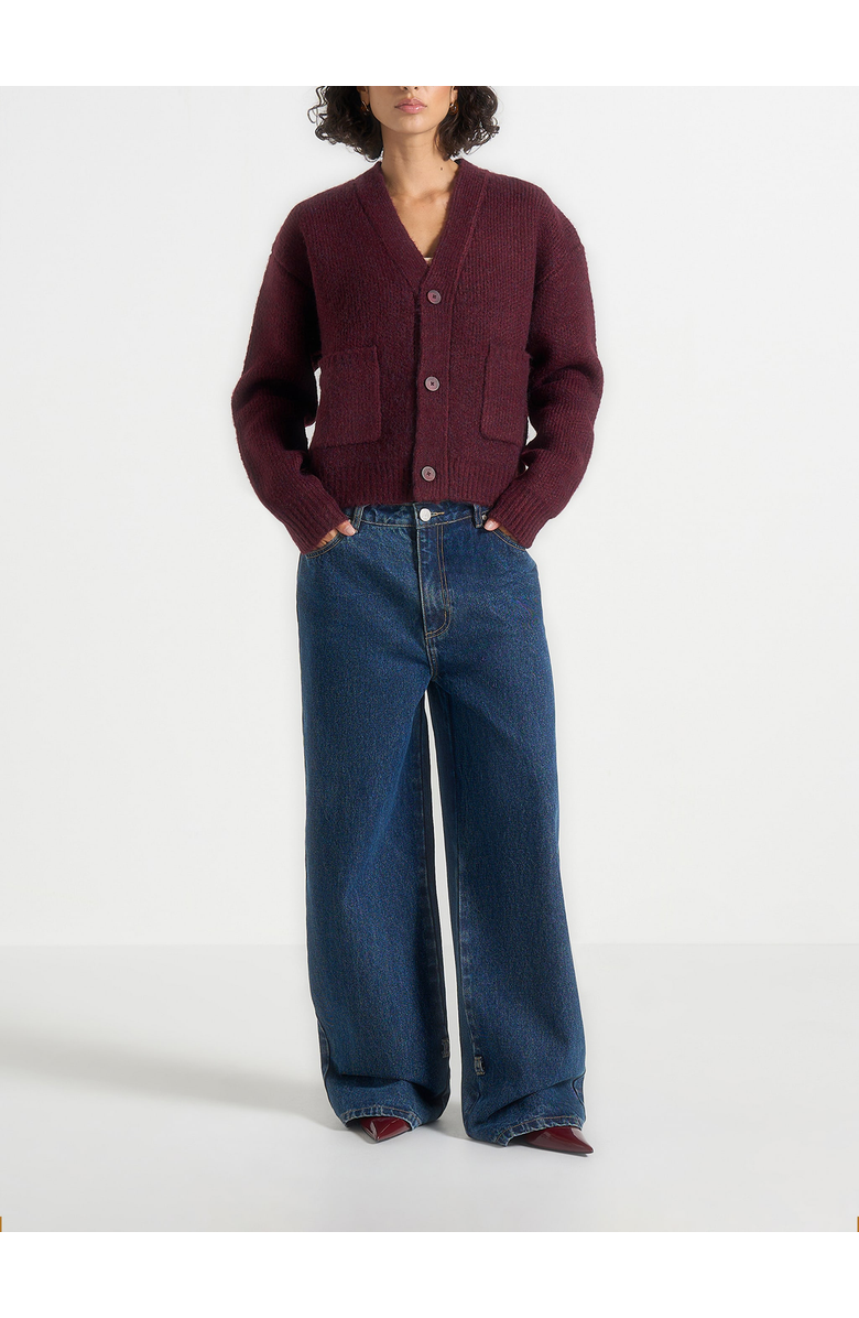 Manière De Voir Charlie Unisex Knitted Cardigan, Alternate, color, Wine Red