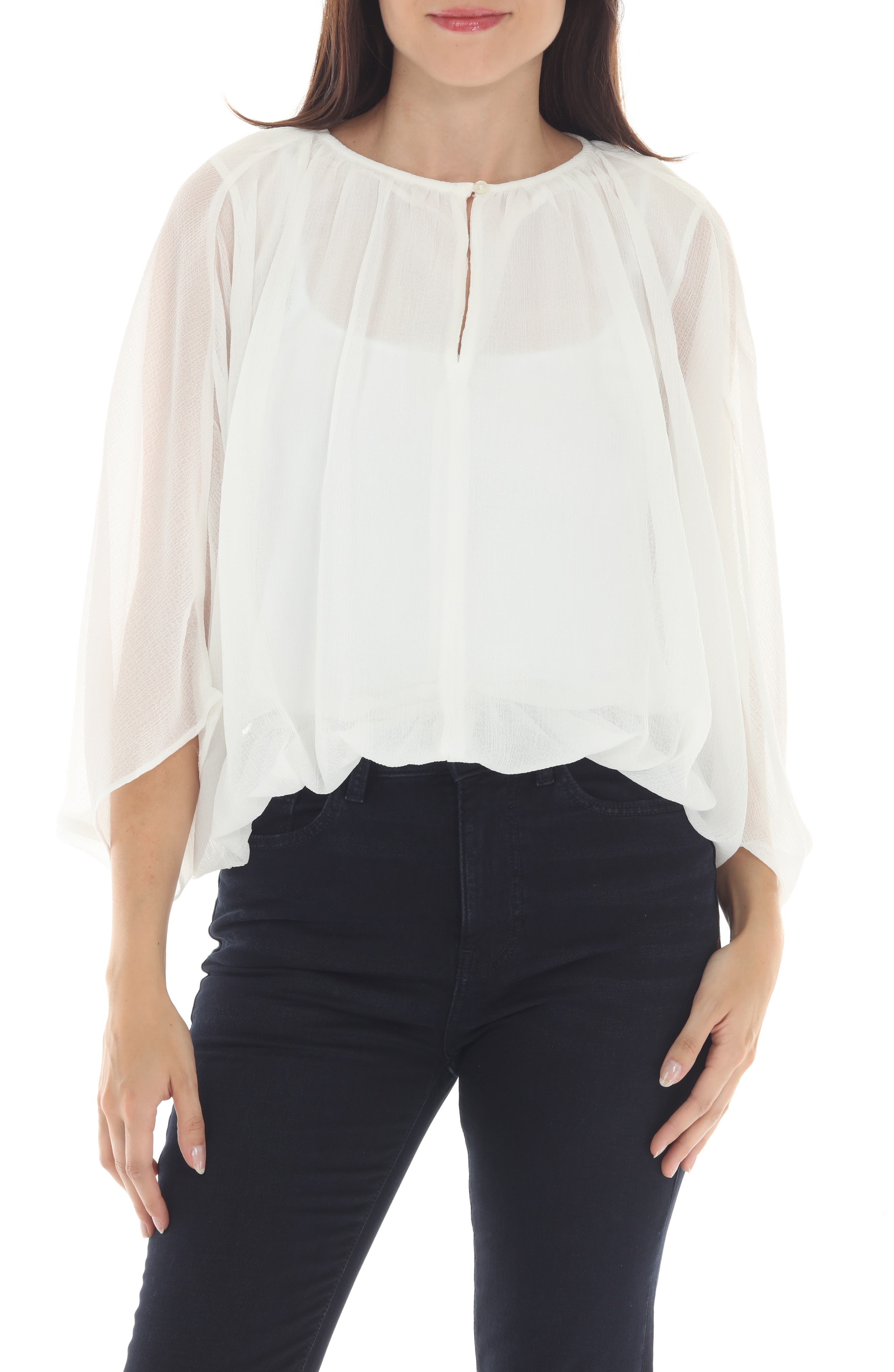 RAIN AND ROSE Sheer Flowy Top