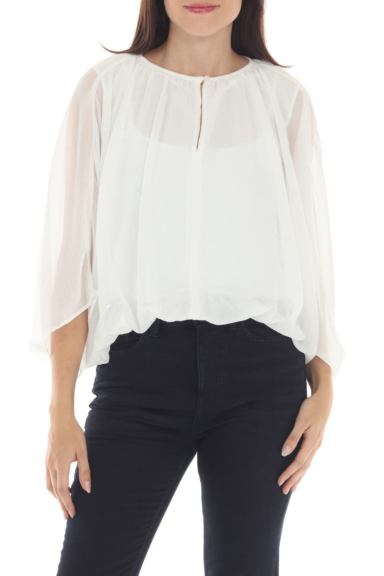 Sheer Flowy Top, Main, color, WHITE