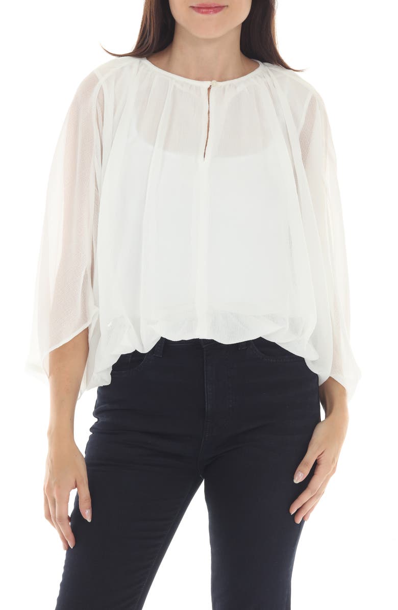 RAIN AND ROSE Sheer Flowy Top, Main, color, White