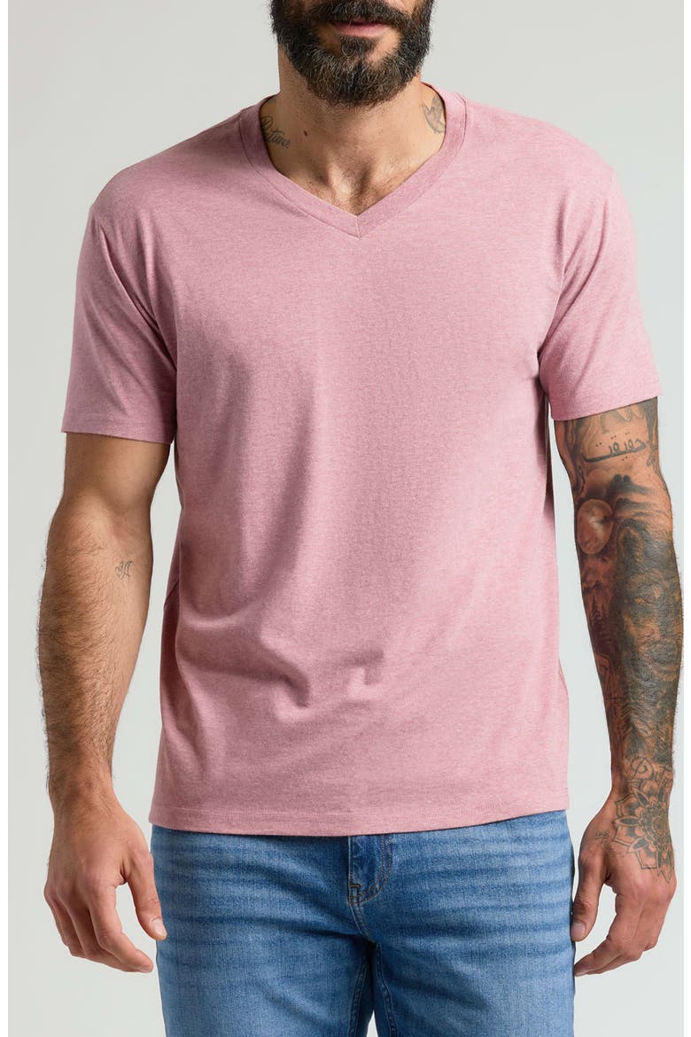 Short Sleeve V-Neck T-Shirt, Main, color, LIGHT HEATHER BOYSENBERRY