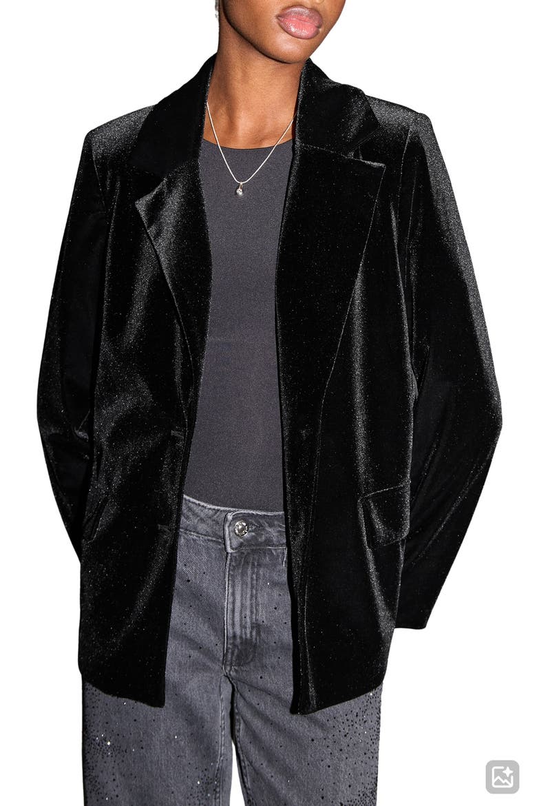 Velvet Blazer, Main, color, BLACK