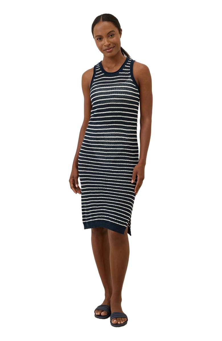 Pact Beachside Linen Crochet Cover-Up Made with Organic Cotton, Main, color, Capri Stripe