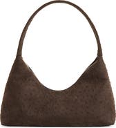 Mansur Gavriel Candy Baguette Ostrich Embossed Suede Shoulder Bag