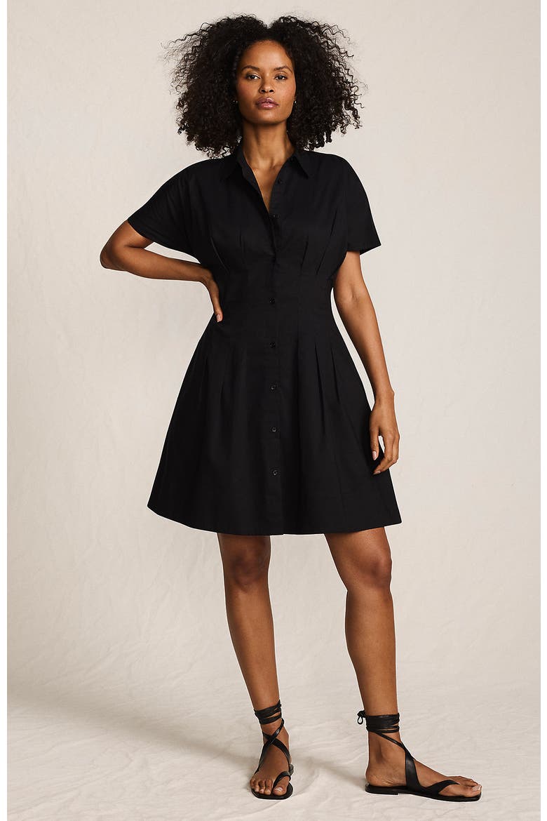 Cambric Above the Knee Shirt Dress, Main, color, Black